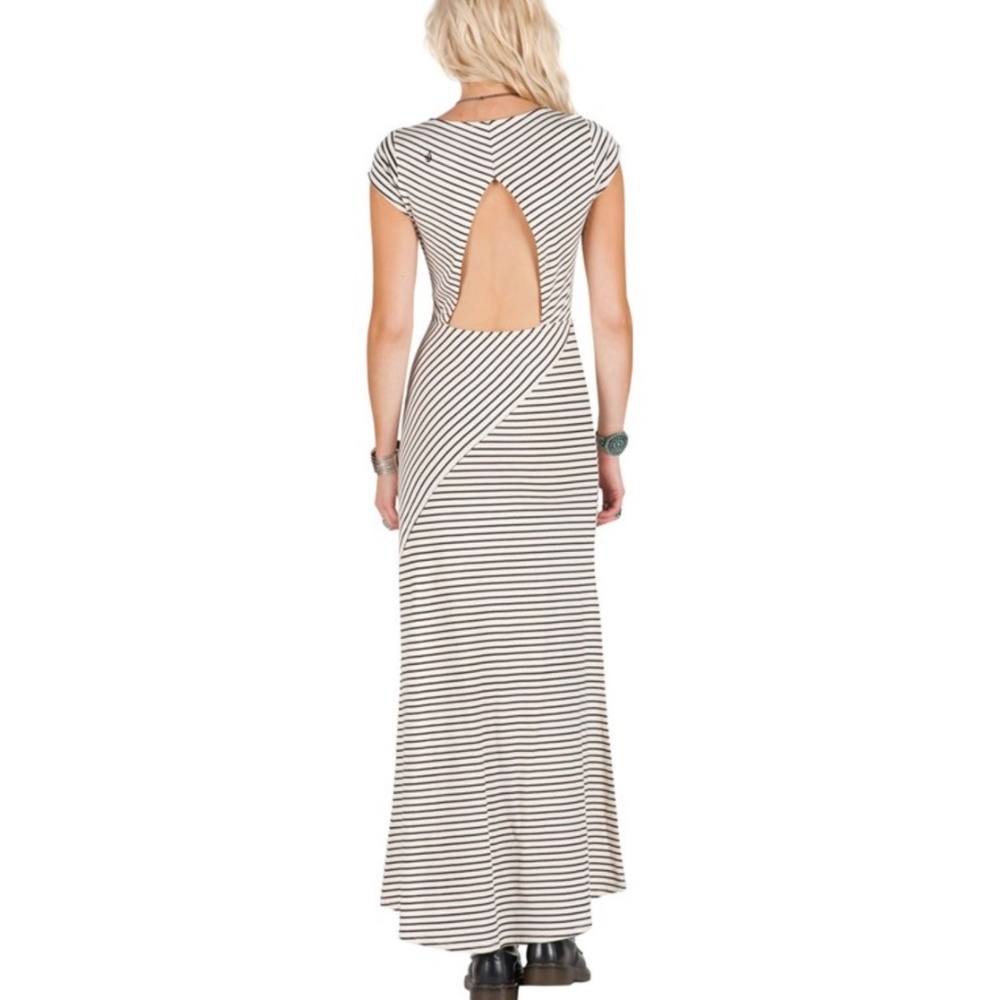 black and beige stripes. The long dress size S/P10 - Picture 2 of 11